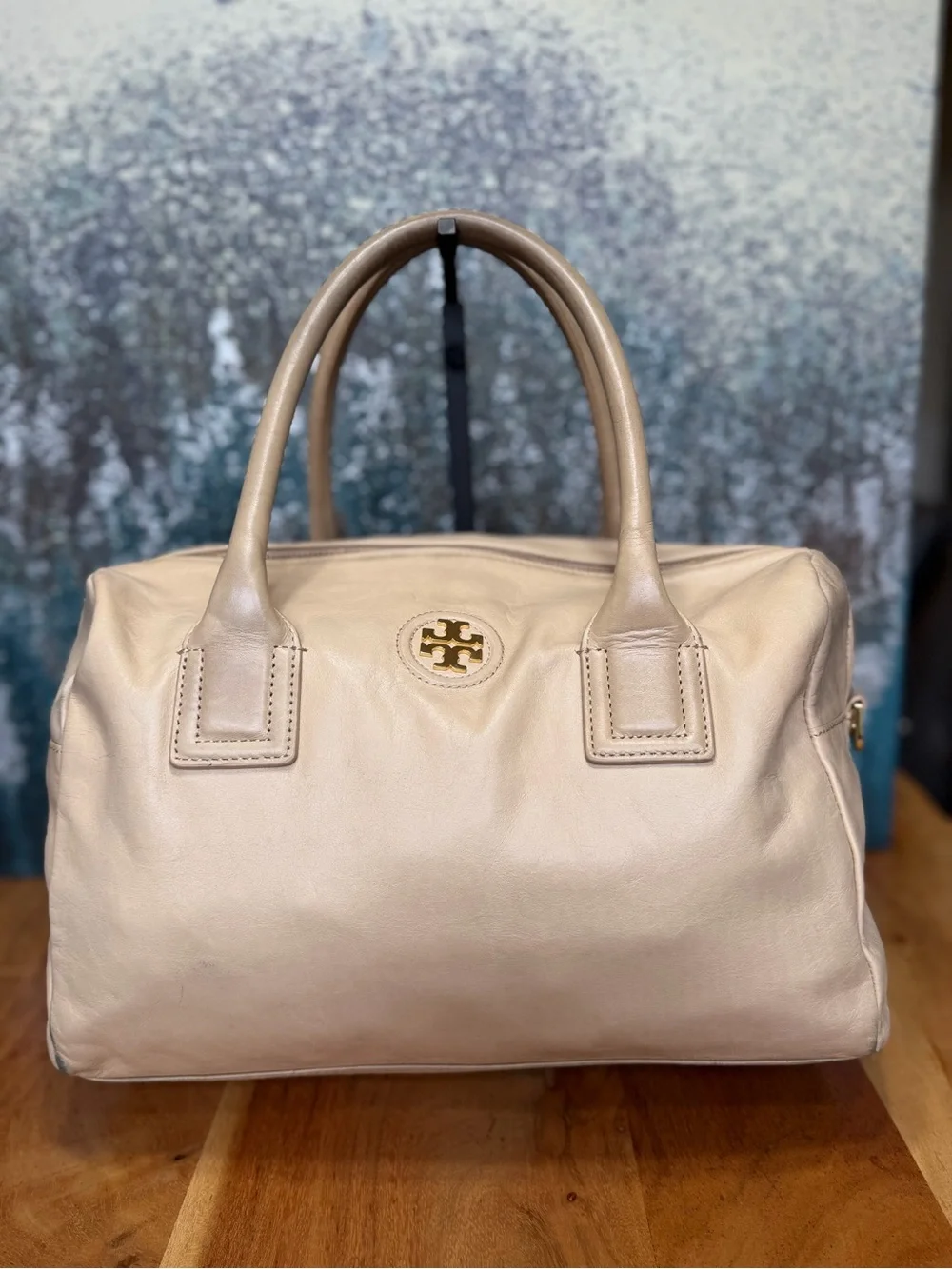 Tory Burch Quiet Luxury Classic HTF Archival‎ Robinson Leather Bowler Cream Fair